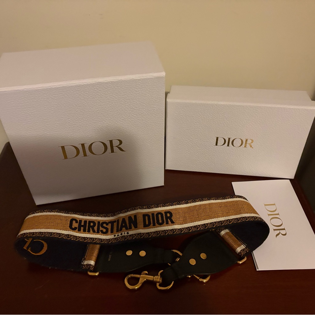 Dior Shoulder Strap In Black And Tan